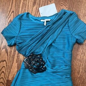 Halston Heritage Teal Vintage Style Cocktail Dress - Large